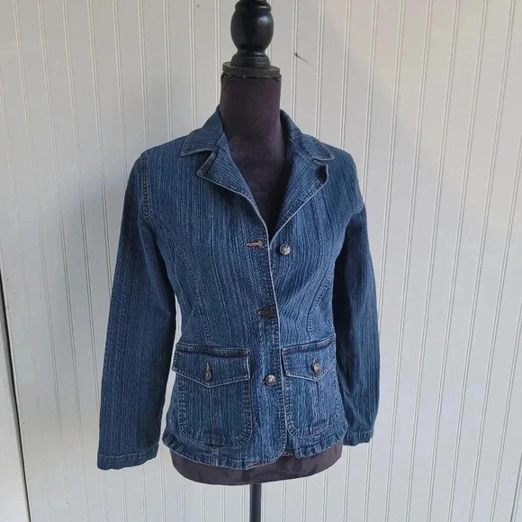Vintage Bill Blasts Denim Jean Trucker Jacket Button Long Sleeve Petite SP S - Picture 1 of 10